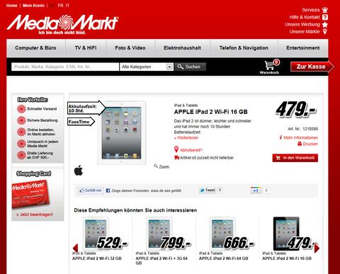 Media Markt nimmt Schweizer Online-Shop in Betrieb