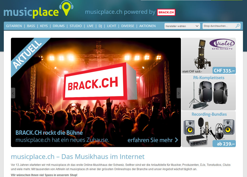 Brack.ch baut Musik-Bereich aus