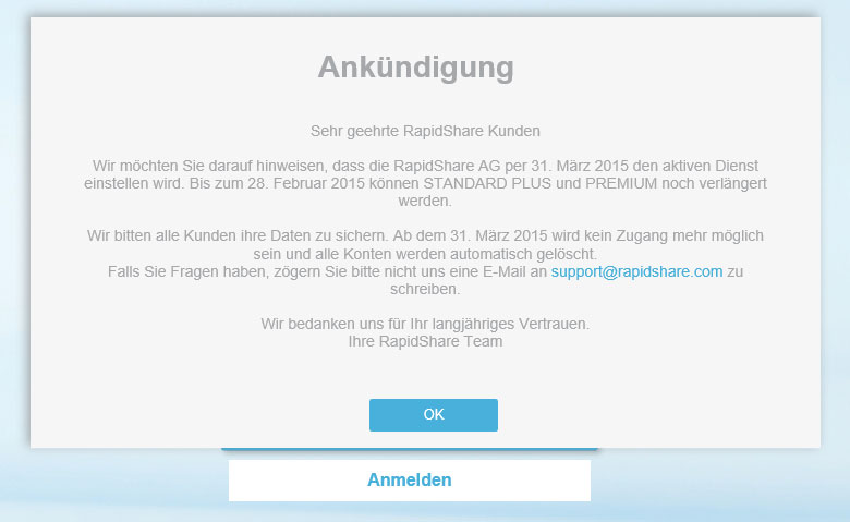 Rapidshare am Ende