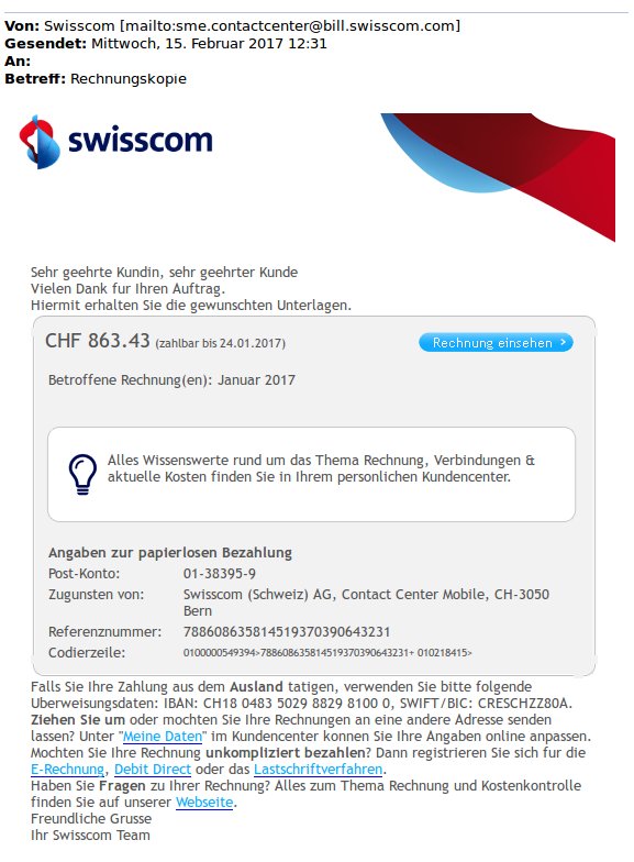 Falsche Swisscom-Rechnungen im Umlauf