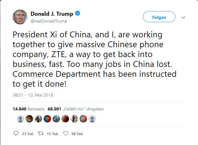 Trump will ZTE retten