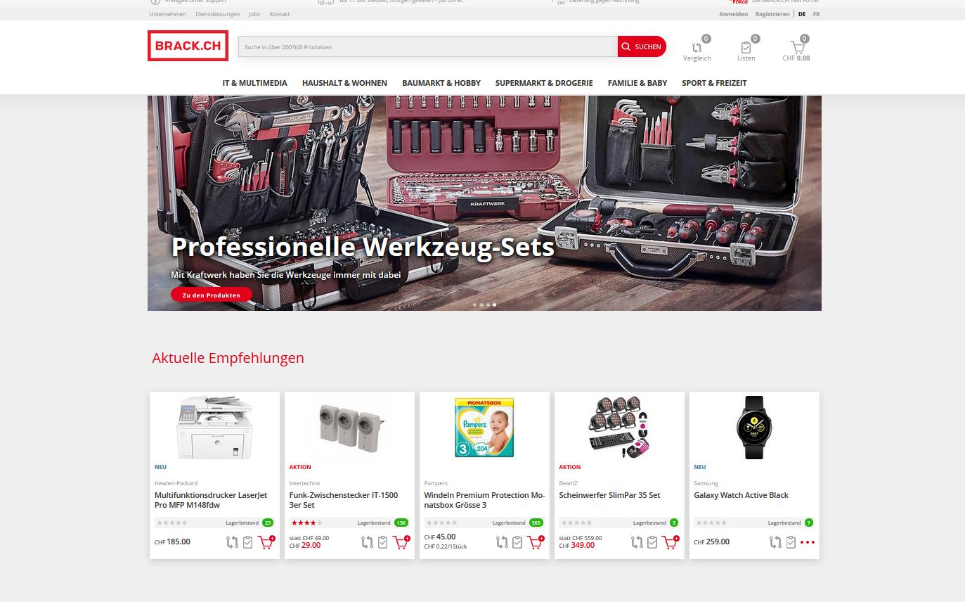 Brack.ch-Onlineshop in neuem Gewand