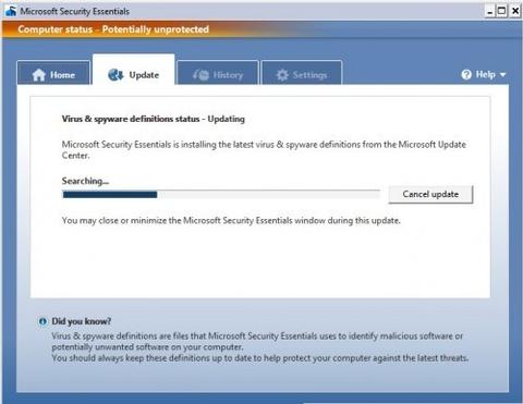 Microsoft Security Essentials erfolgreich