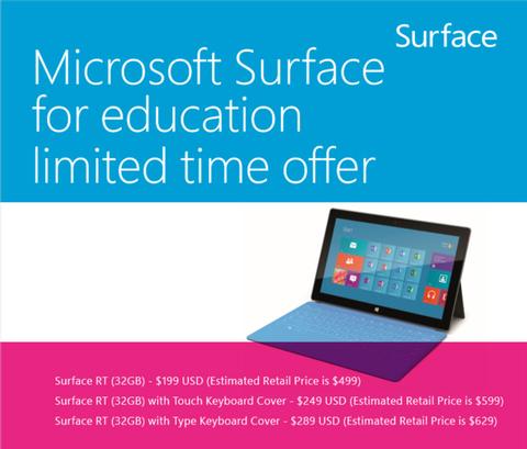 Studentenangebot: Surface RT für 199 Dollar 