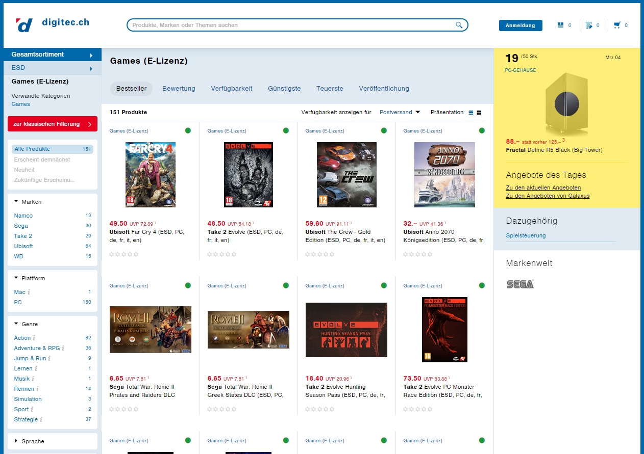 Digitec bietet PC-Games via Download an - Bild 1