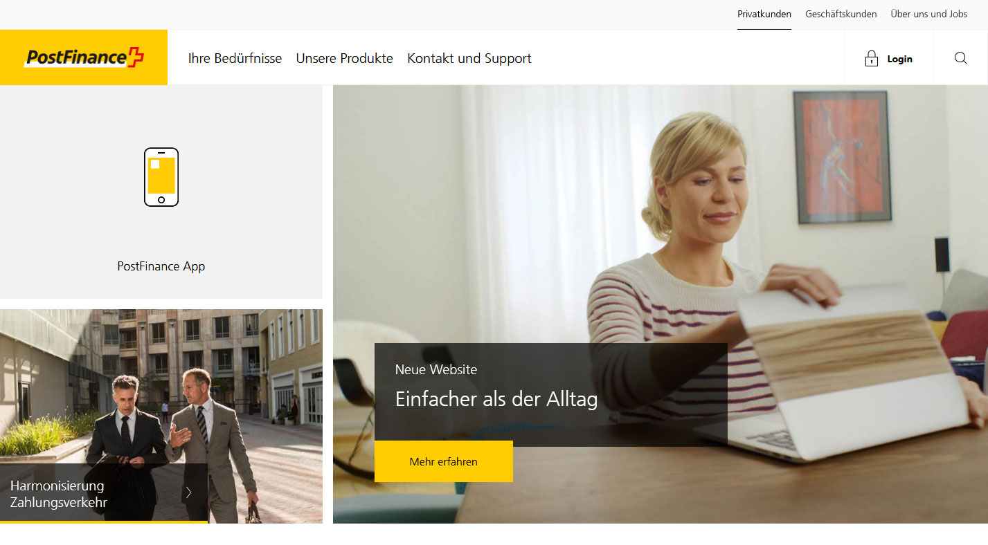 Neuer Webauftritt fuer Postfinance - Bild 1