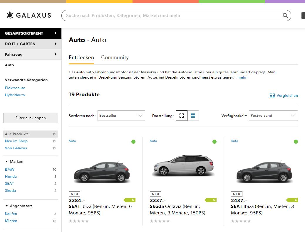 Galaxus verkauft neu auch Autos - Bild 1