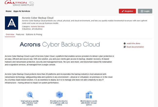 Alltron bietet Acronis Cyber Backup Cloud via Service Marktplatz - Bild 1