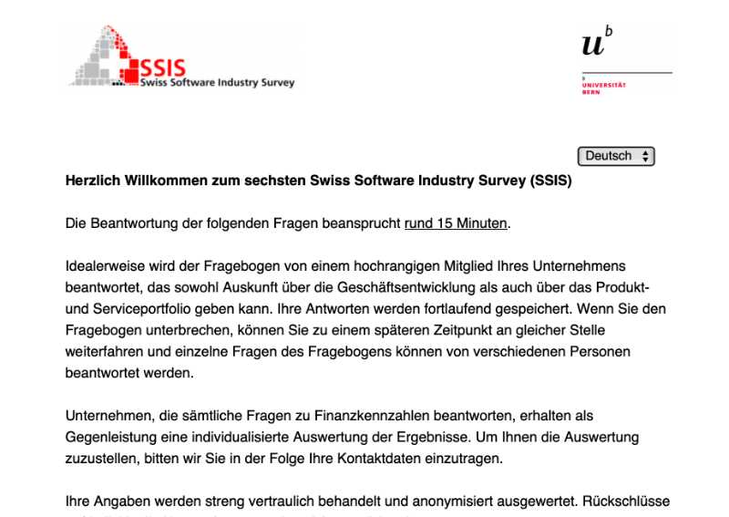 Swiss Software Industry Survey startet in die sechste Runde - Bild 1