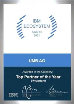 UMB gewinnt für 2021 den IBM Ecosystem Award als Top Partner of the Year 